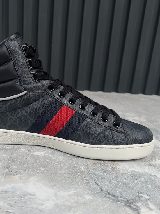 GUCCI Ace Web Supreme GG Monogram Sneakers Gray Leather 8.5 G or 9 US 42.5 EUR main image 10
